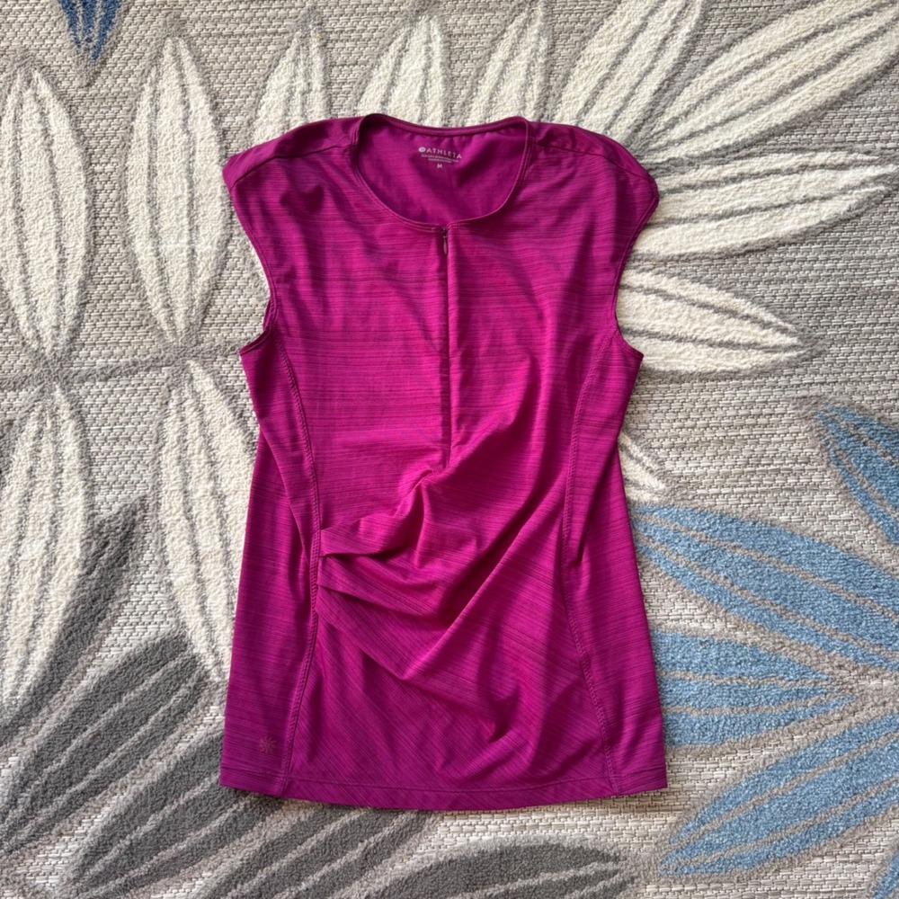 Athleta Pacifica Fuschia Pink Quarter Zip Rash Guard Tank Top Size Medium